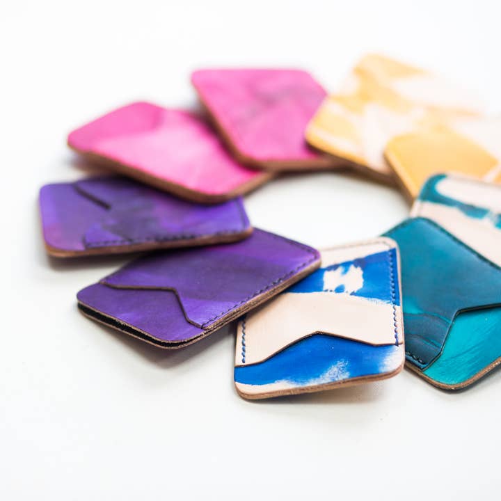 Tie Dye Leather Card Wallet - 12 Colour Choices for wholesale by Tori Lo Designs