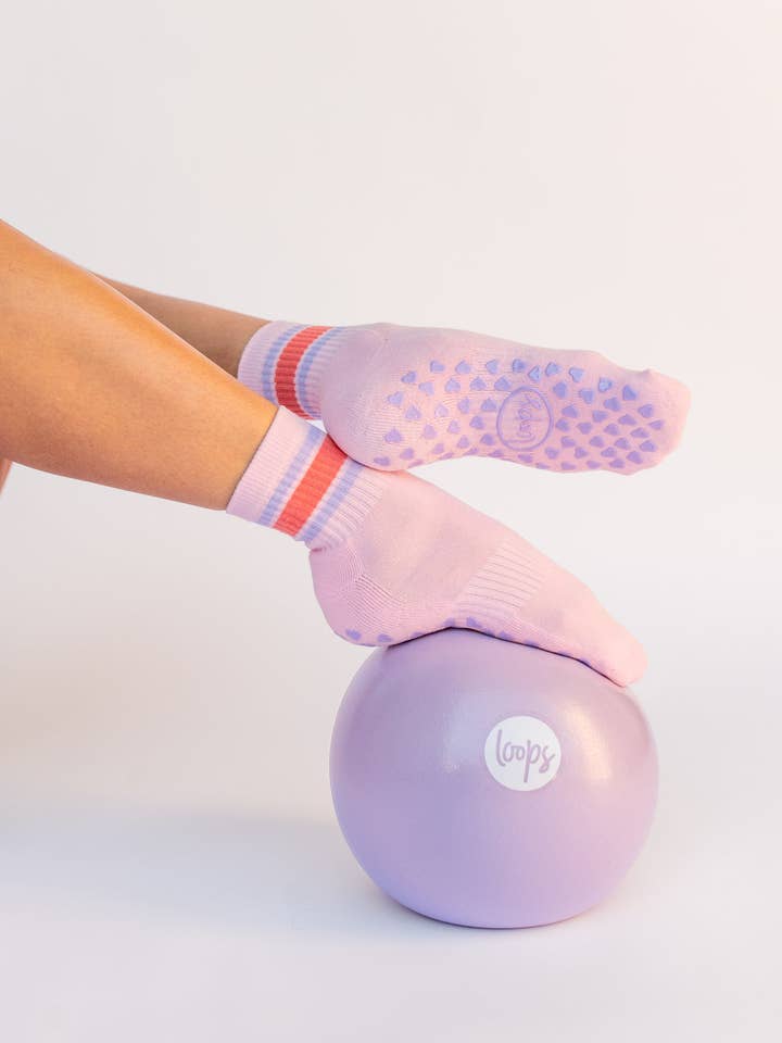 Quarter Socks - Pink + Lilac for wholesale by Reformer Loops
