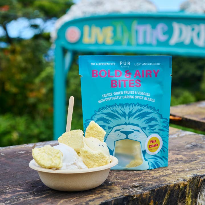 PUR Spices - Wholesale Fruit Snacks - Bold & Airy Bites - Pina Colada Freeze Dried Snacks2