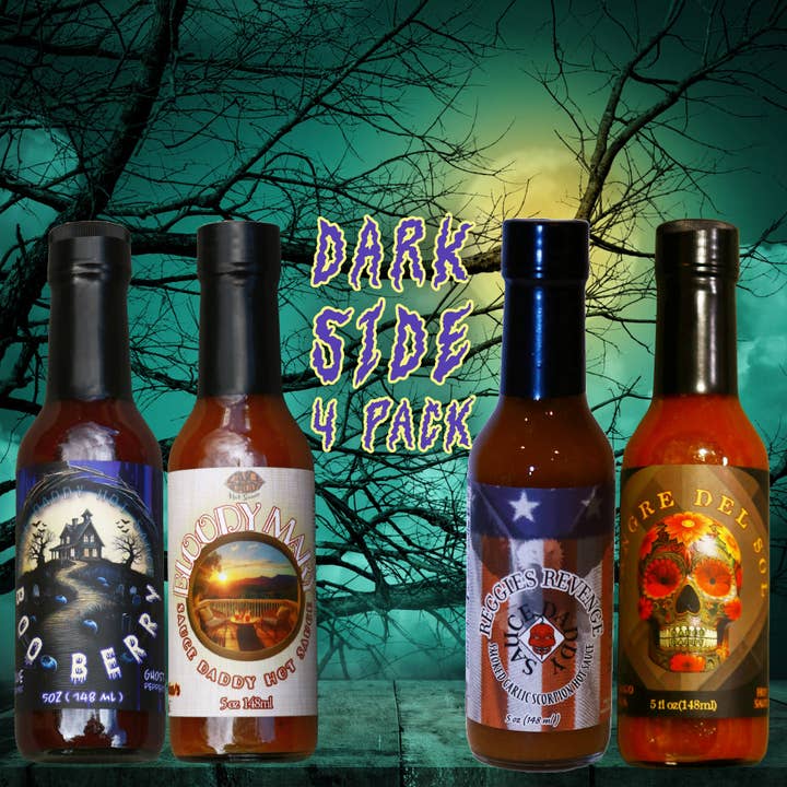 Darkside Four-pack for wholesale by Sauce Daddy Hot Sauce LLC