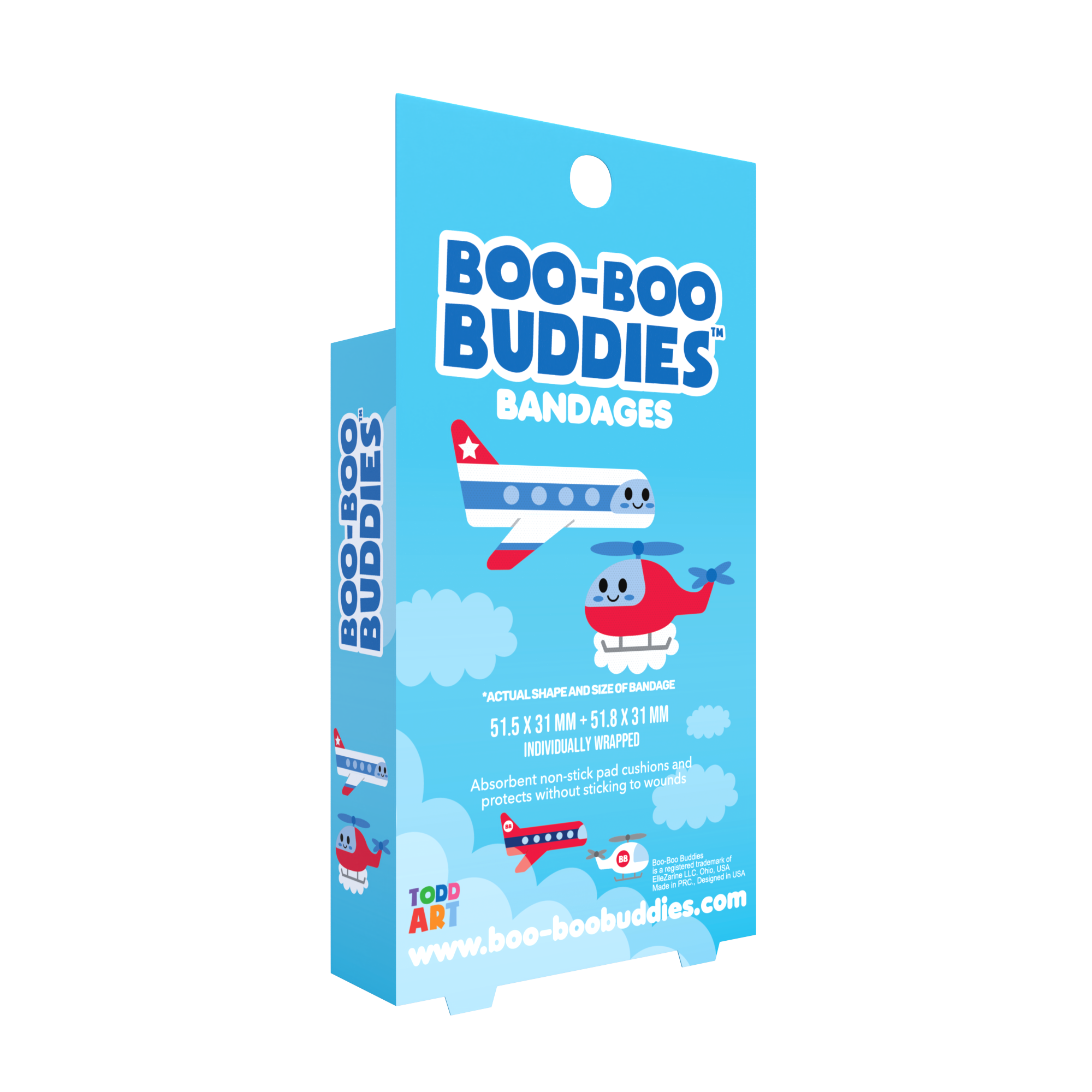 Boo Boo Buddies - Vente Pansement/bandage - Pansements pour enfants – Hélicoptère + Avion (24 unités, sans latex)4