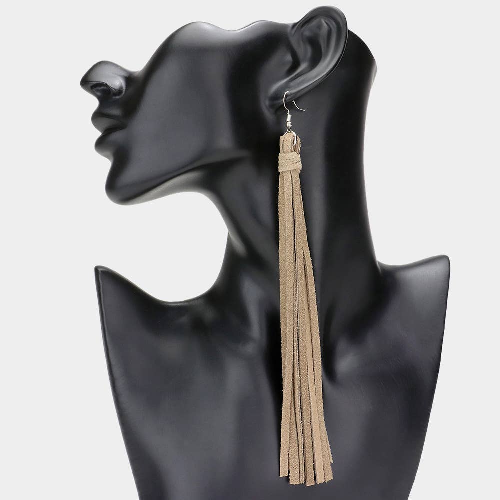 Sensibling Corp. - Vente Boucles d'oreilles pendantes - Boucles d'oreilles pendantes à pompons en cuir véritable1
