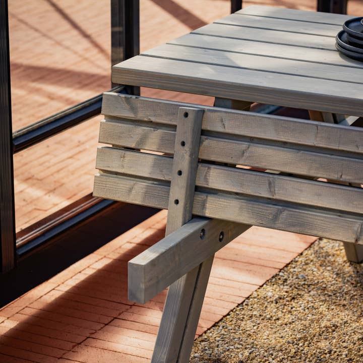 AMATA - Wholesale Patio table - Grey A-frame Wooden Picnic Table and Bench Set 6