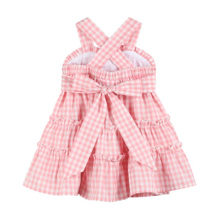 Lil Cactus - Wholesale Dress - Kids - Pink Gingham Check Layered Sundress