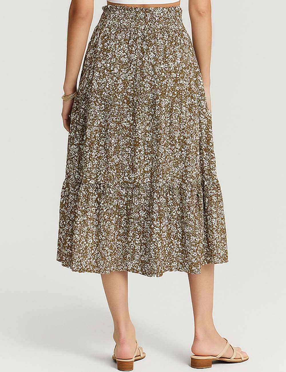 Sweetkama - Wholesale Skirt - Women's - Ladies Boho Elastic Waist Ruched Drawstring Skirt18