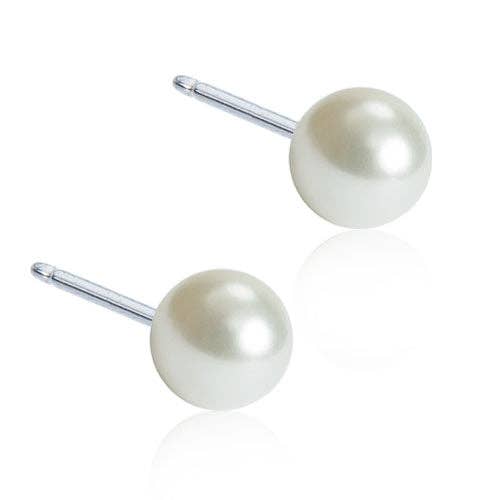 Pearl White (4-10mm) Titanium Earrings for wholesale by Blomdahl (Australia)