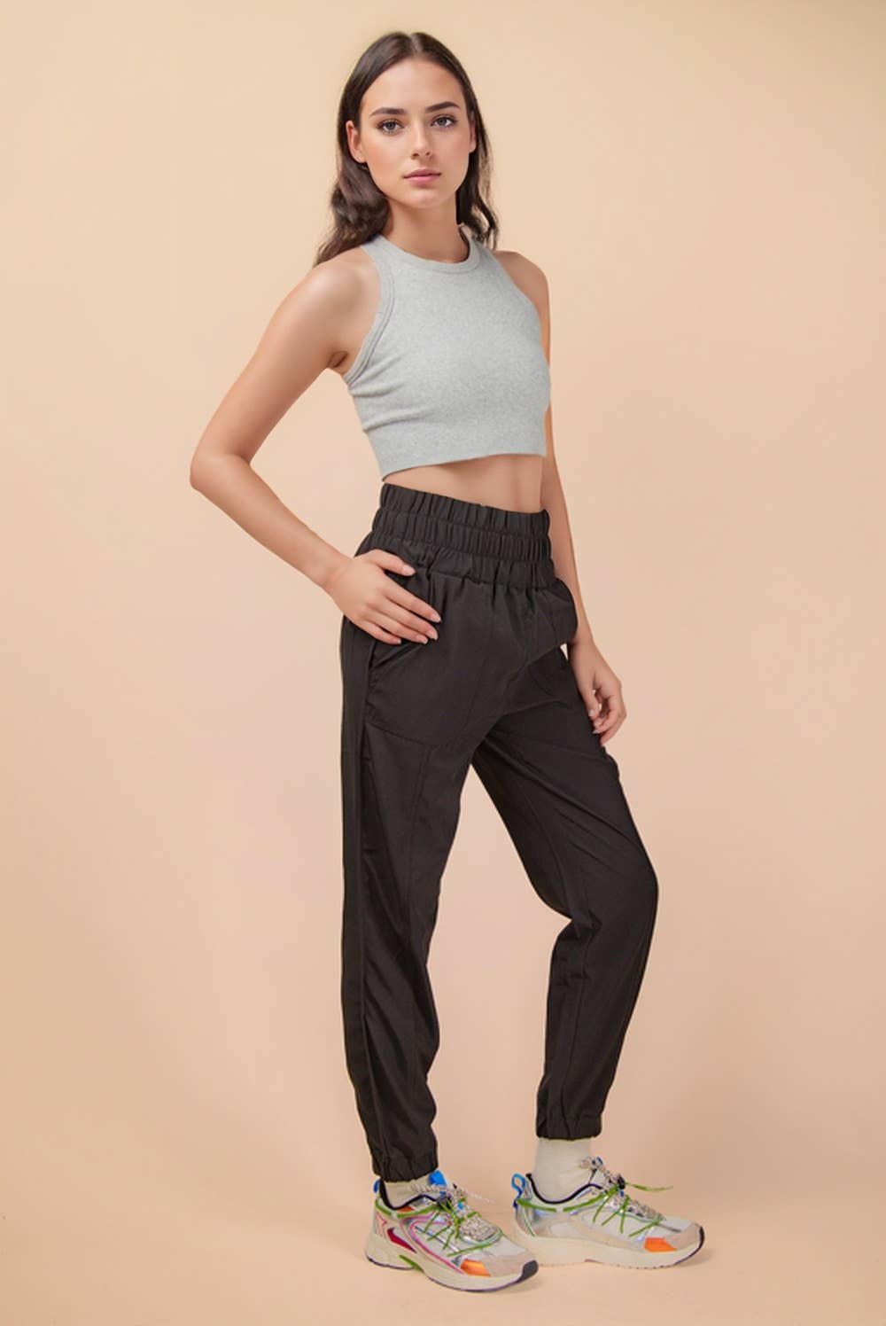 VERY J - Wholesale Athletic Sweatpants/Joggers - Women's - NP70063-Elasticized waist jogger pants8