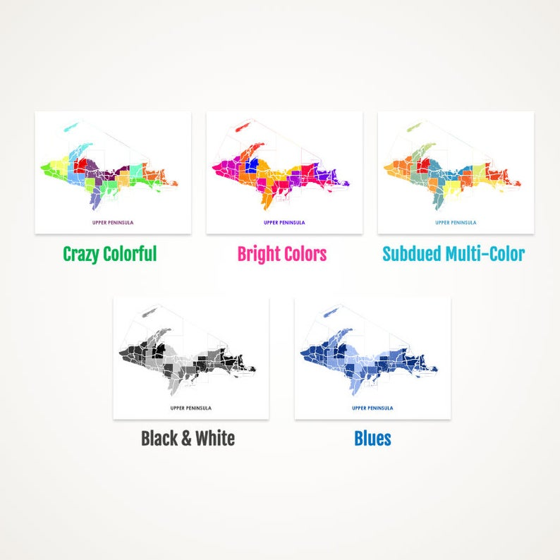 Juanita's Adventures - Wholesale Art Print - Juanitas Upper Peninsula Map Print1