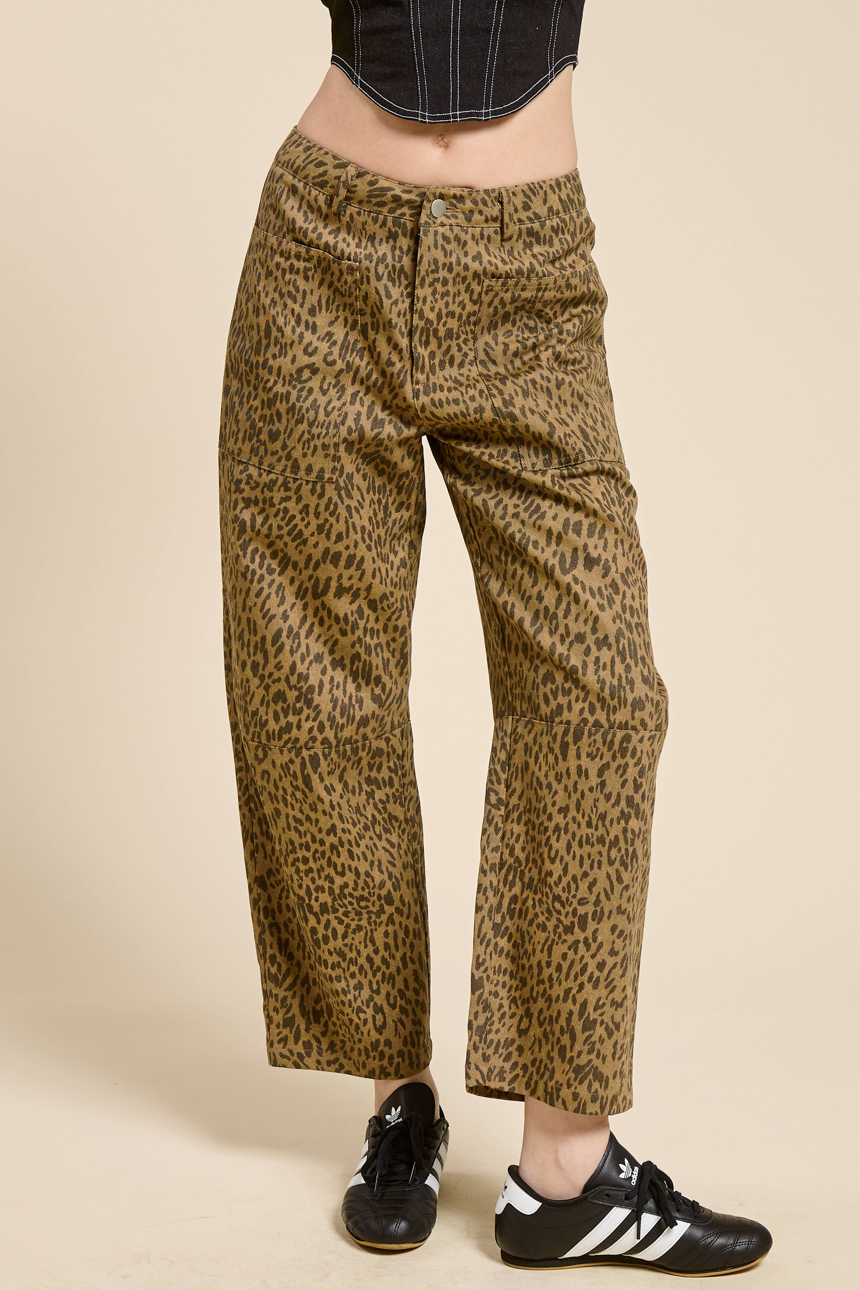 Mimosa - Wholesale Jeans - Women's - Leopard Print Barrel Leg Denim Jeans14