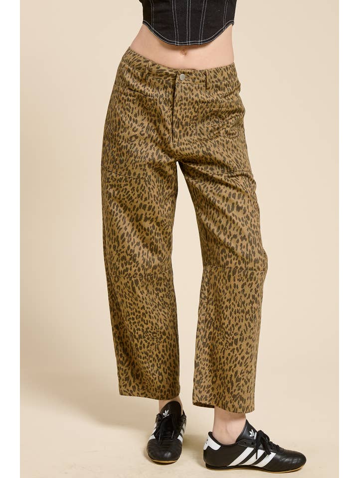 Mimosa - Wholesale Jeans - Women's - Leopard Print Barrel Leg Denim Jeans14