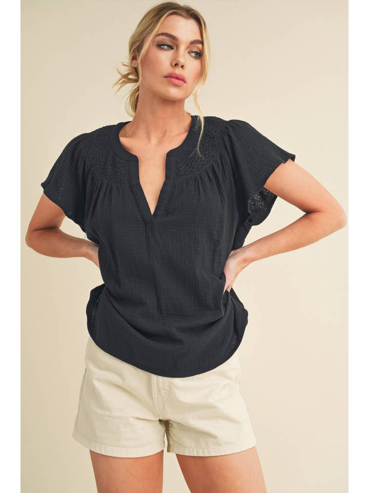 AEMI + CO - Vente Chemisier – femme - 8269DK Haut à manches courtes brodé Thia 32