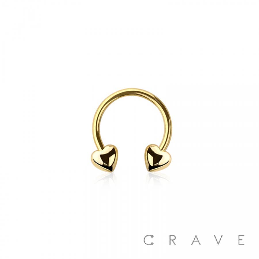 CRAVE – wholesale Single earring – 316L SURGICAL STEEL HEART ENDS HORSESHOE FOR SEPTUM, HELIX,0