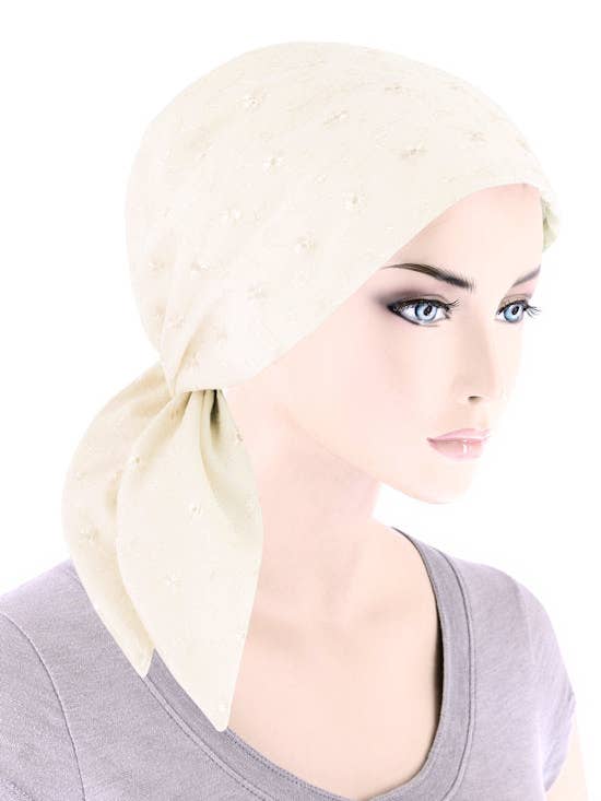 Eyelet Cotton Scarf Ivory for wholesale by Turban Plus