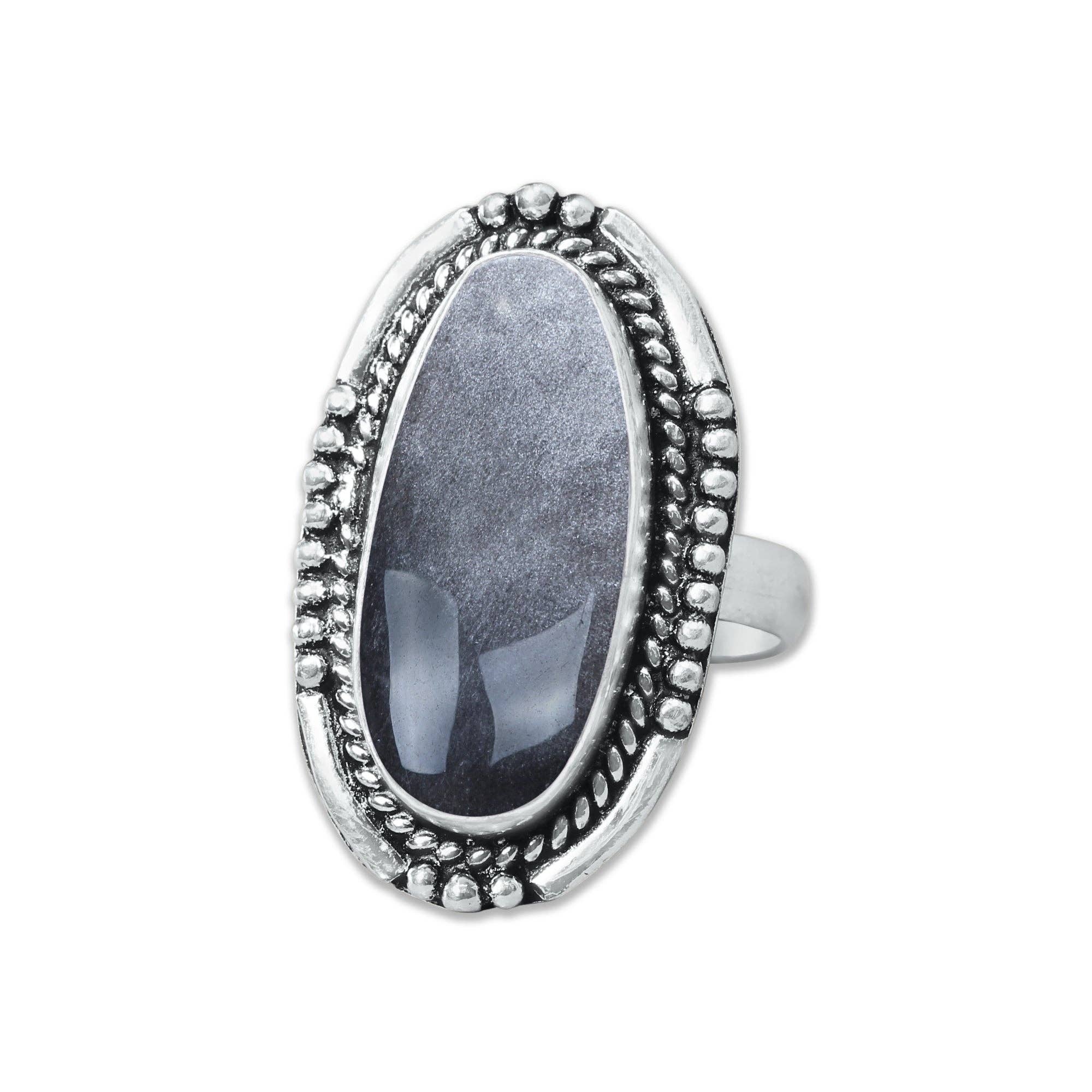 Handmade Jewels - Wholesale Cocktail/statement ring - Silver Sheen Obsidian Rings – Handmade, Silver-Plated, Mystical Glow (Made to Order)10