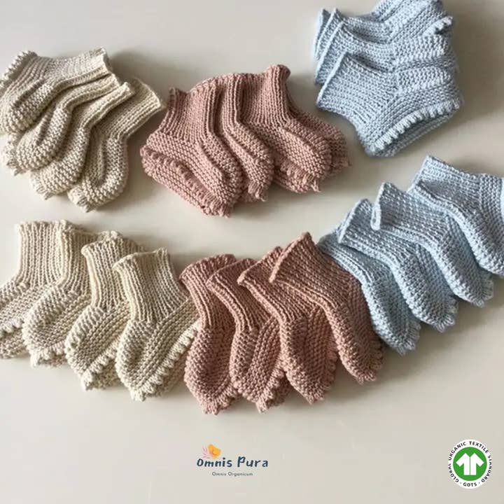 Omnis Pura - Vente Bottines – bébé - Chaussons pour bébé tricotés à la main en matière biologique 0-12M2
