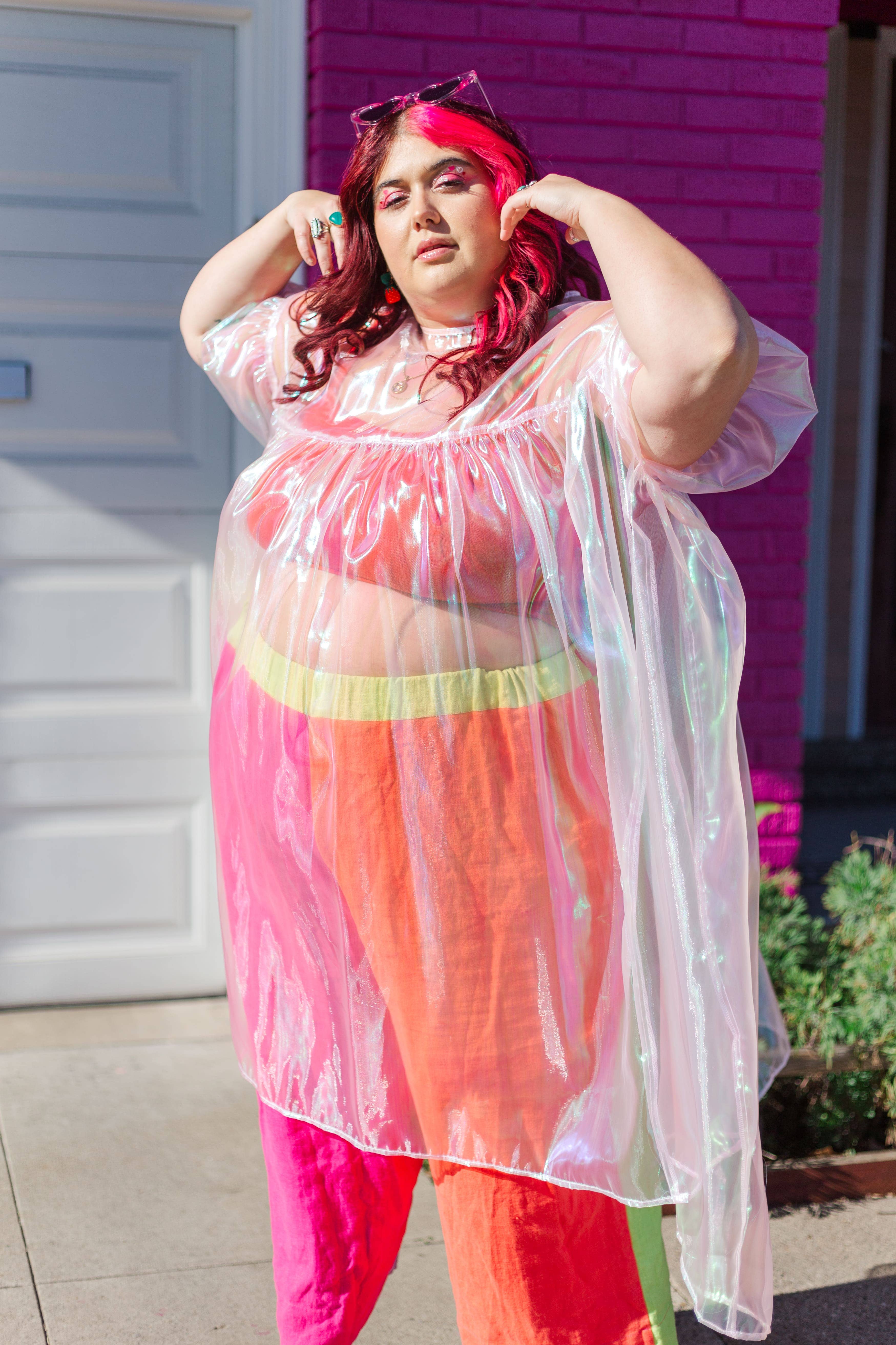 Nettle Studios - Wholesale Dress - Women's - Size Inclusive Plus Size Ruffle Maxi Dress Sheer Pink12