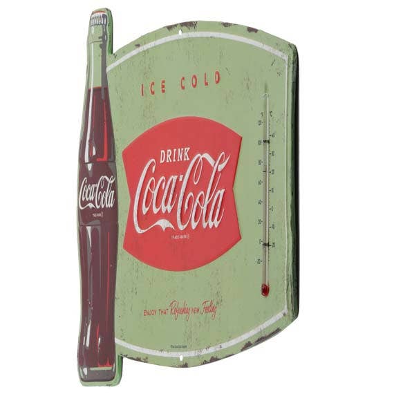 Open Road Brands, LLC - Wholesale Wall Accent - Coca-Cola Ice Cold Embossed Metal Wall Thermometer