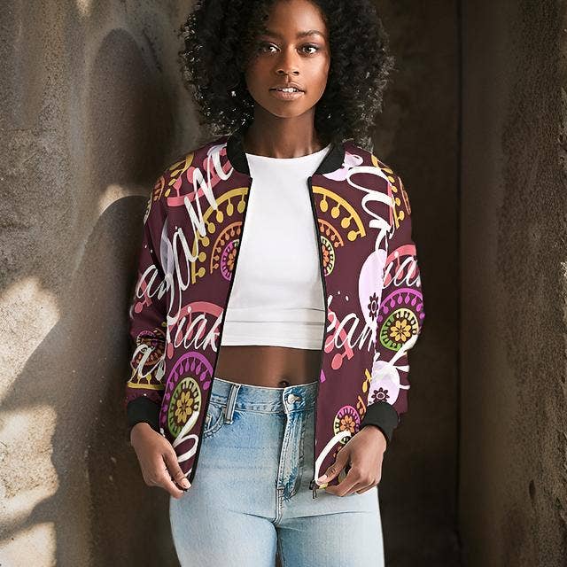 Casaco Bomber Feminino Crazy Skull 1 por atacado de IAKAM