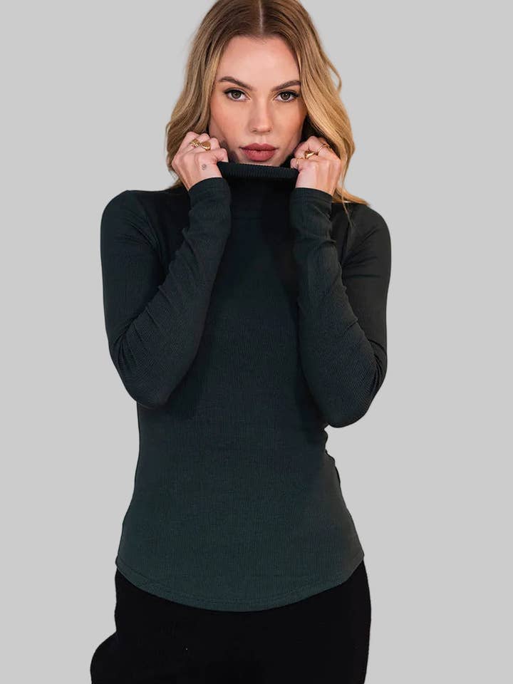 Ribbed Turtleneck — Forest Green for wholesale by Après Actif