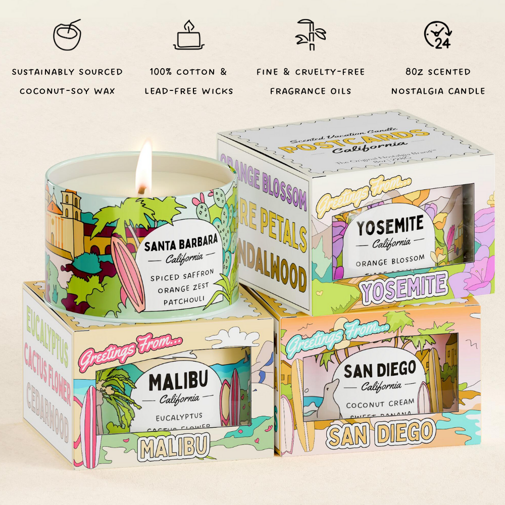 Postcards - Wholesale Jar/Filled Candle - San Diego, California | Scented Destination Candle5