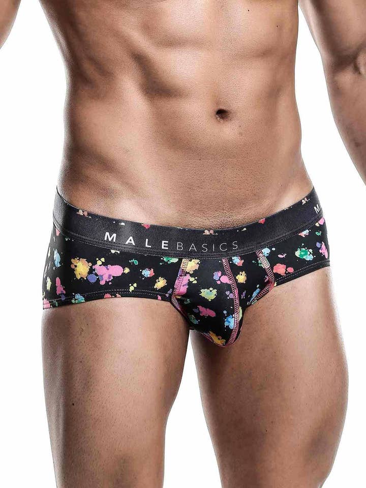 Malebasics Hipster Brief Black Splash for wholesale by Malebasics Underwear