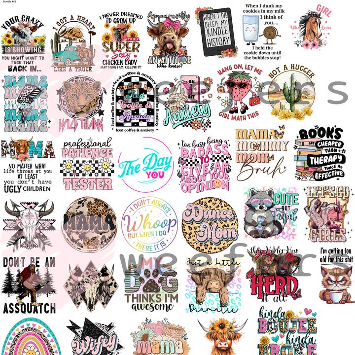 Weefers - Wholesale Sublimation Transfer - (50) UVDTF16oz Libbey Glass Can Decals Bundle Gang Sheet