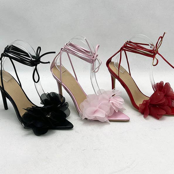 Wild Diva CARMINA-02 Women Flower Band Lace Up Sandals for wholesale by Mars Sky Shoes Wholesale