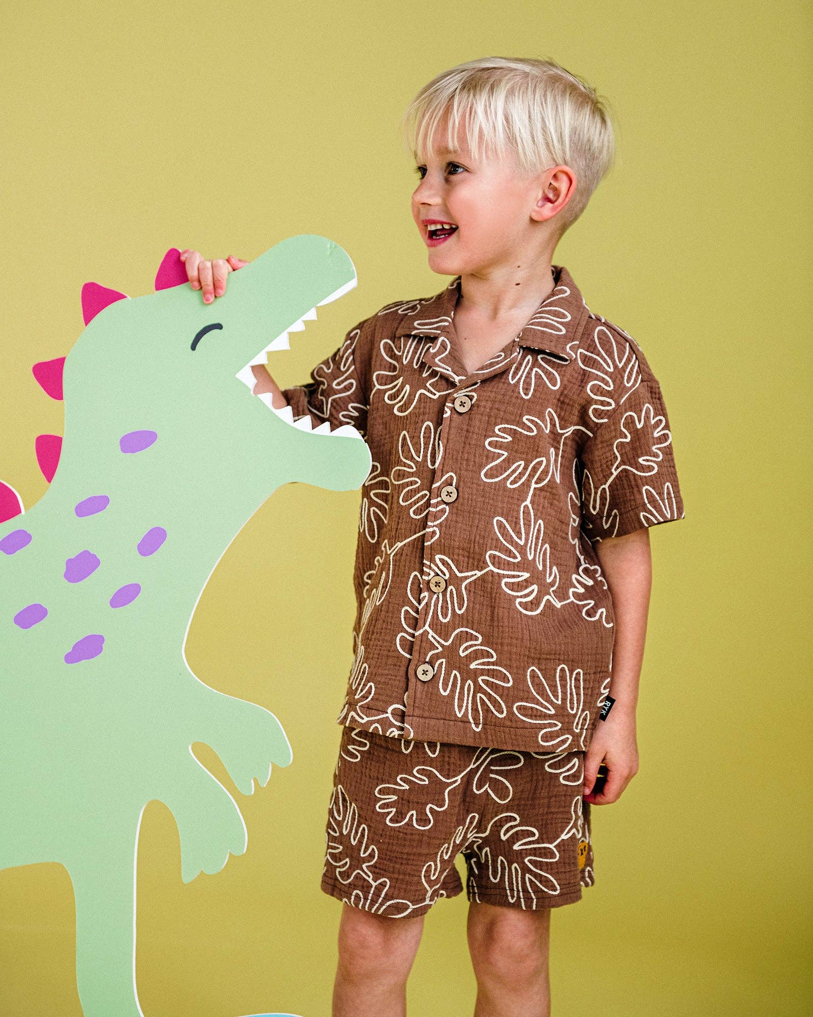 Chocolate WOLLEMI SHORT SLEEVE EMBROIDERED SHIRT for wholesale on Faire