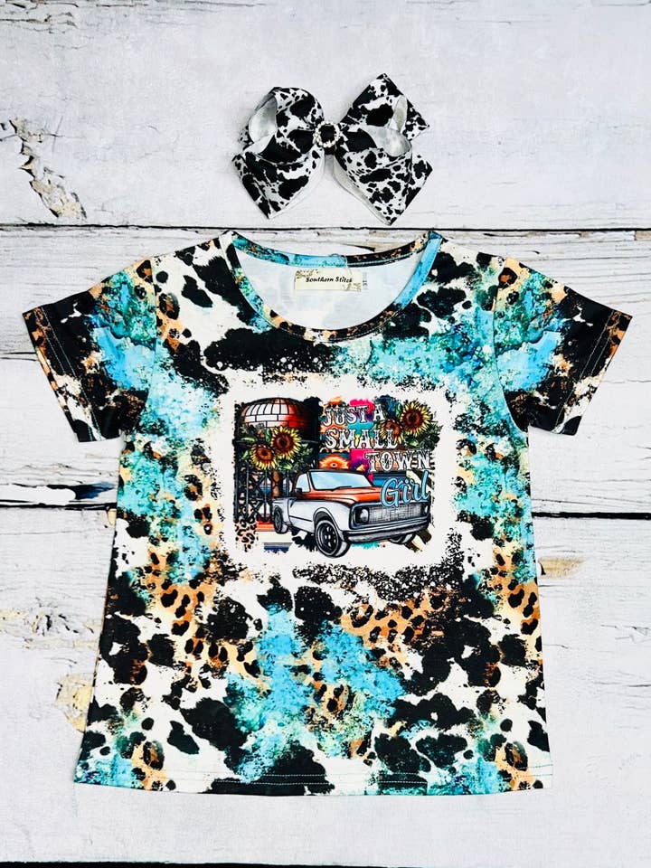 Animal print "JUST A SMALL TOWN GIRL" short sleeve top for wholesale by luluclothes