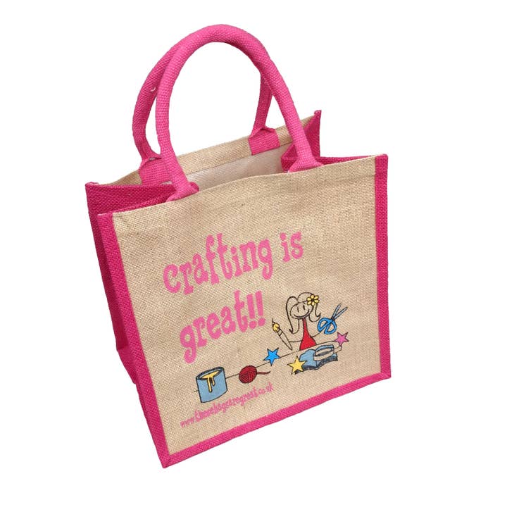 Crafting is Great Bag - Jute Shopping Bag Gift Tote Crafts for wholesale by These Bags are Great