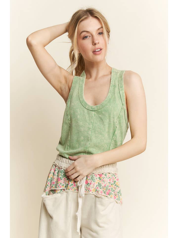J.Her - Wholesale Tank Top - Women's - MineralWash RacerBack Sleveless Tank Top HT5543