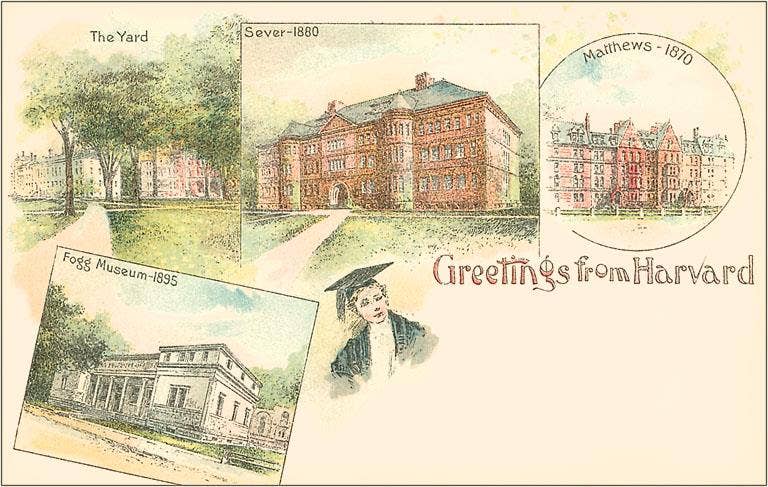 Found Image Press - Wholesale Postcard - Postcard MA-795 Greetings from Harvard, Cambridge, Massachus0
