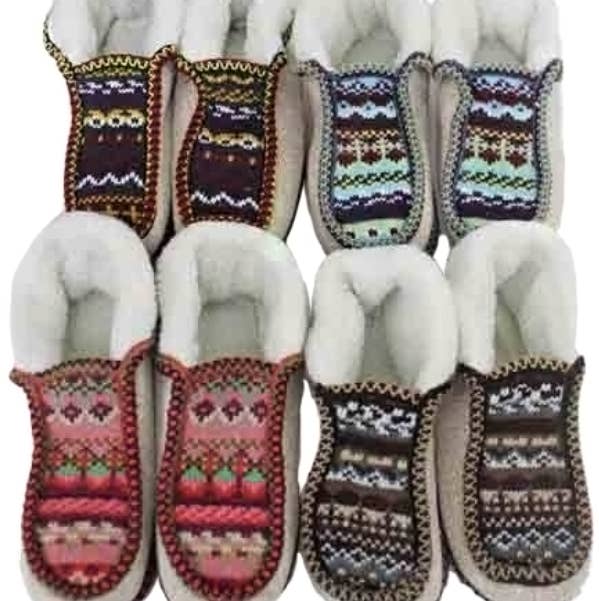 Men's Tribal Geometric Woven Fleece Lined Moccasin Slippers for wholesale by Cap Zone