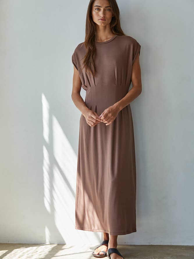 L9118 | Knit DTY brushed Jersey Round Neck Short Sleeve Midi for wholesale by By Together