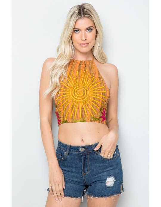 Kathmandu Imports - Wholesale Blouse - Dames - Crop Top met halterprint (KT-1289)1