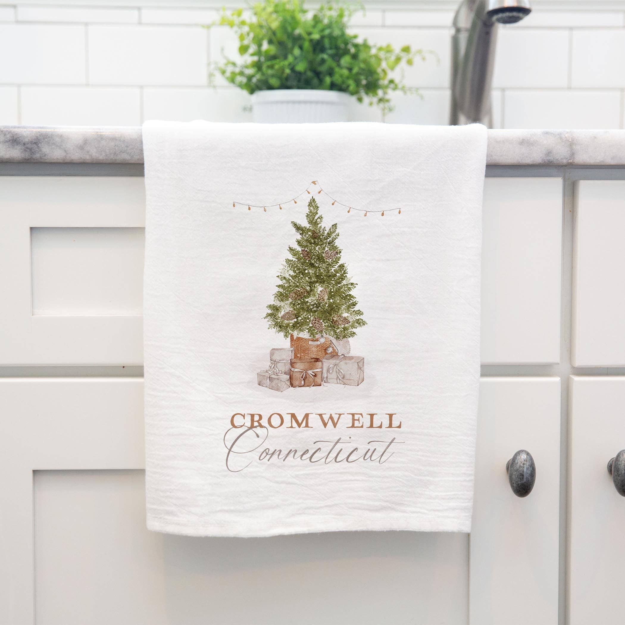 White Cotton Tea Towel White-Cottage Tree Cromwell Connecticut for wholesale on Faire3