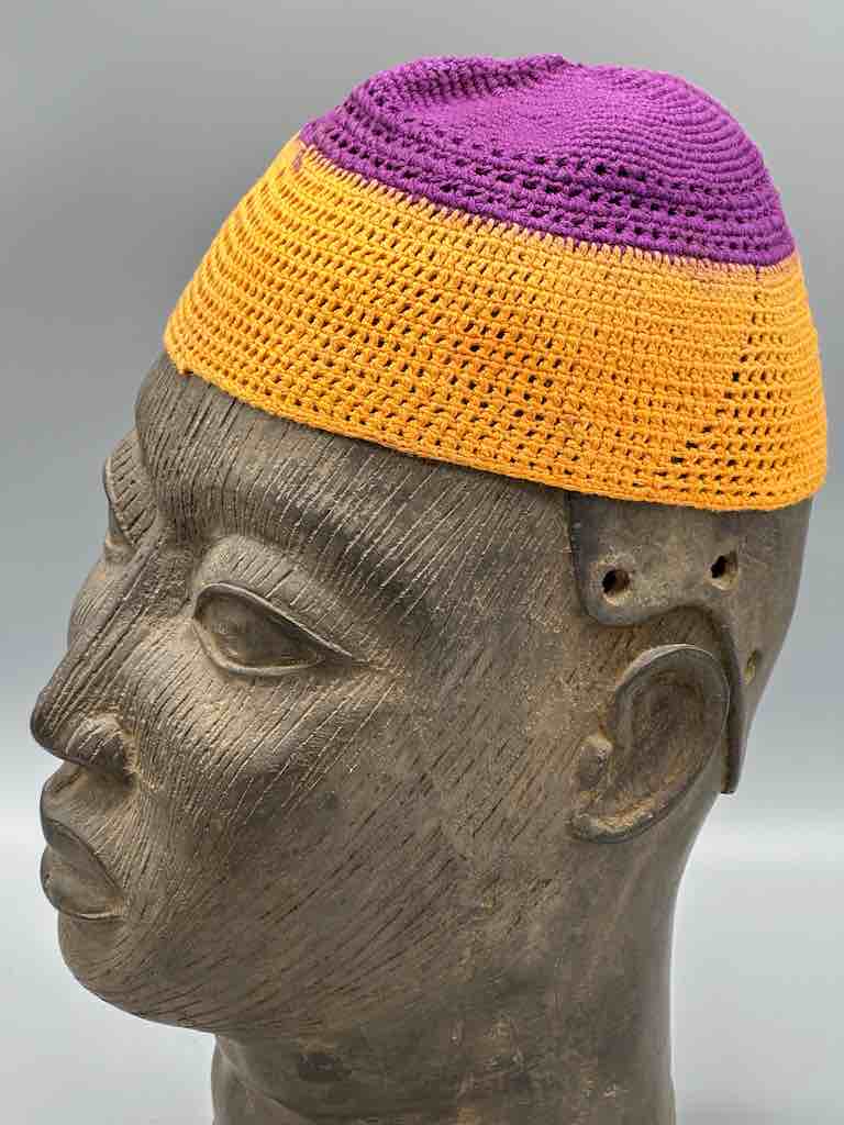 The Niger Bend - Vente Chapeau cloche – unisexe - Chapeau kufi africain bicolore 100% coton crocheté pour homme6