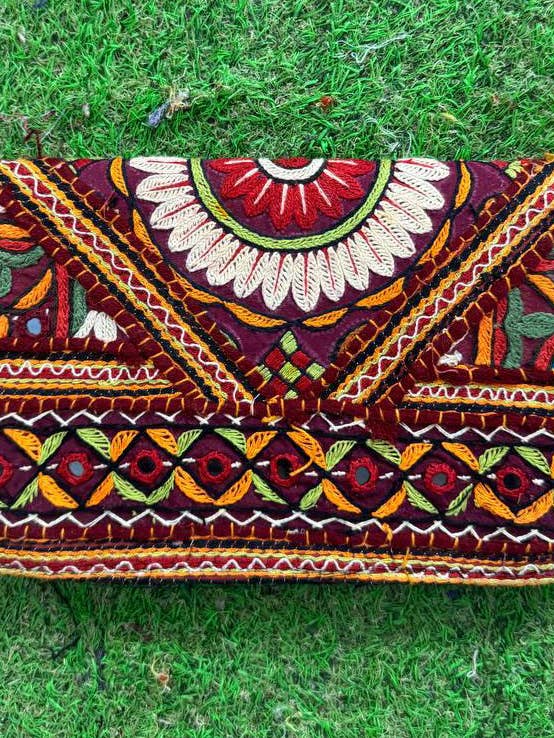 Women's Bag Embroidery Work Cotton Hand Bags Mirror Coin Bag for wholesale by GYPSY STUDIO