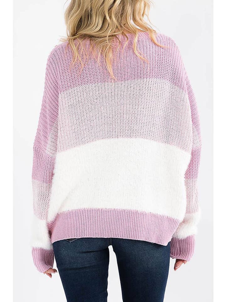 ROUSSEAU - Wholesale Knit Sweater - Women's - DETAILED SLEEVE COLORBLOCK KNIT PULLOVER SWEATER28