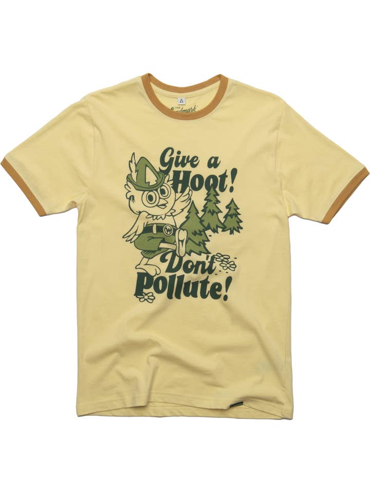 The Landmark Project - Wholesale Screen Printed T-Shirt - Unisex - Woodsy Owl Retro Unisex Short Sleeve Ringer Tee