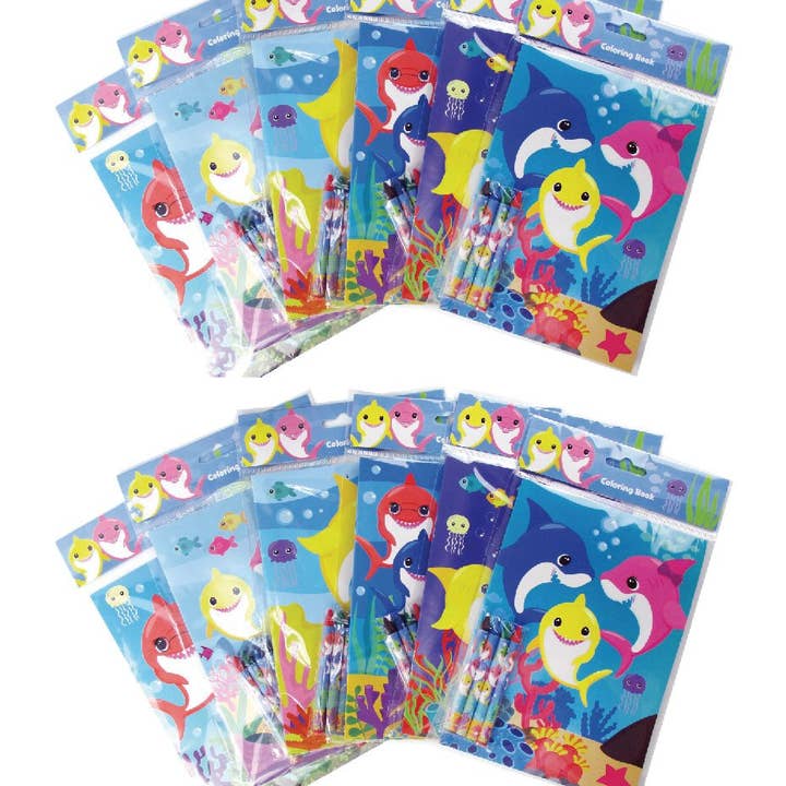 Tiny Mills – Livro para colorir - Crianças e bebés por atacado – Livros de colorir da família do tubarão com lembrancinhas de cera1