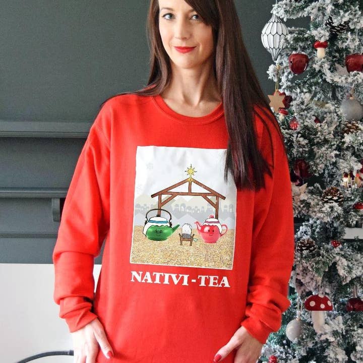 Funny Tea Christmas Jumper for wholesale by Of Life & Lemons