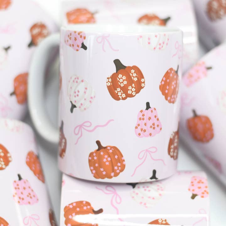 Mugsby - Wholesale Coffee Mug - Floral Pumpkin Coffee Mug, Fall Coffee Mug, Coquette Pumpkin1