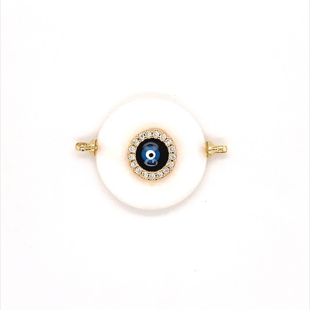 The Bead Bazaar - Wholesale Individual Charm/Pendant - Evil Eye Connector, White Pearl Eye Connector, Lucky Eye Charm, Evil Eye Jewelry, Evil Eye Bead, Evil Eye Accent Beads, Wholesale Evil Eye Beads1