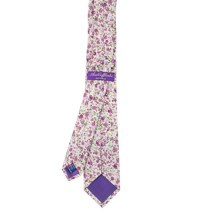AusCufflinks - Wholesale Necktie – Men’s - Pink Roses Floral Skinny Cotton Tie2