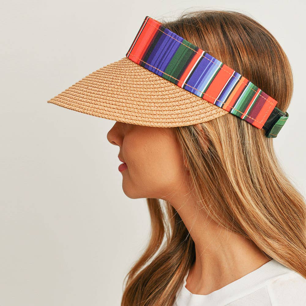 Sensibling Corp. - Wholesale Visor - Women's - Serape Straw Visor Sun Hat2