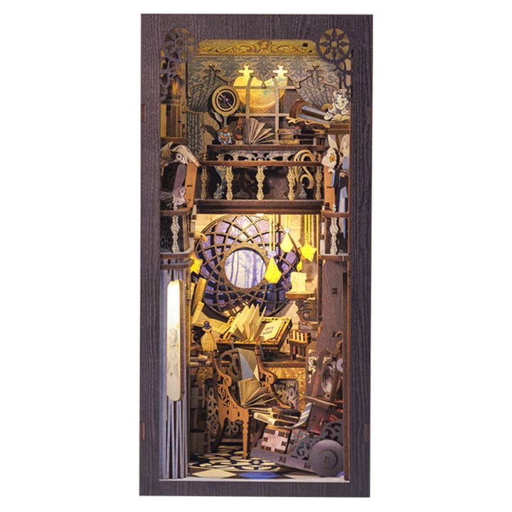 Hands Craft Intl - Wholesale DIY Craft Kit - DIY Book Nook Kit: Nebula Common Room with Dust Cover0