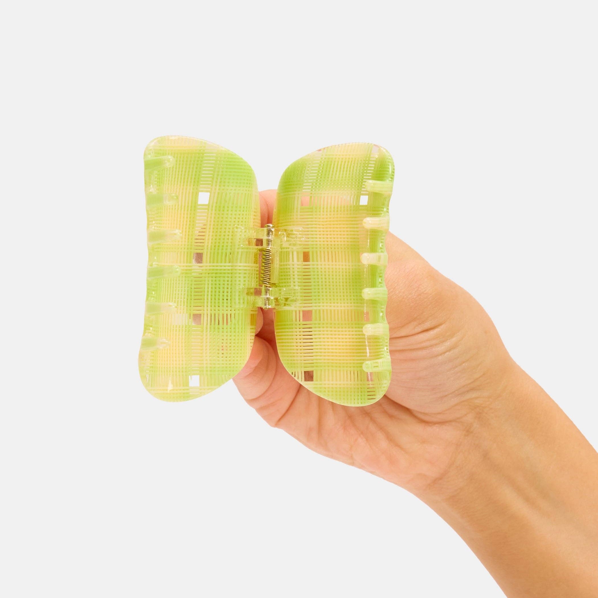 CHUNKS - Wholesale Hair Clip - Women's - Juno Claw in Lime + Cream Plaid3