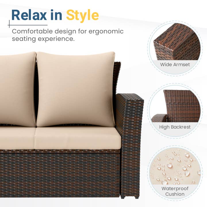 Heynemo - Wholesale Patio Set - 5 Piece Outdoor Patio Furniture Sets, Wicker Sofa Set10