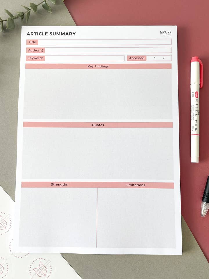 Student Research Paper Article Writing Summary A4 Notepad for wholesale by Motive Stationery